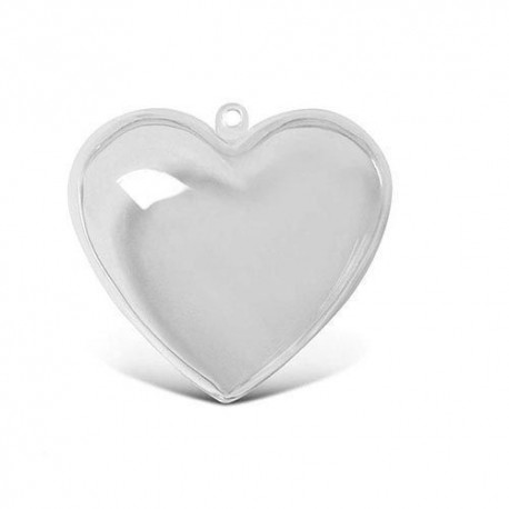 HEART IN TRANSPARENT PLASTIC CM.10 WITH A ROOM DIVIDER TO DECORATE DECOUPAGE