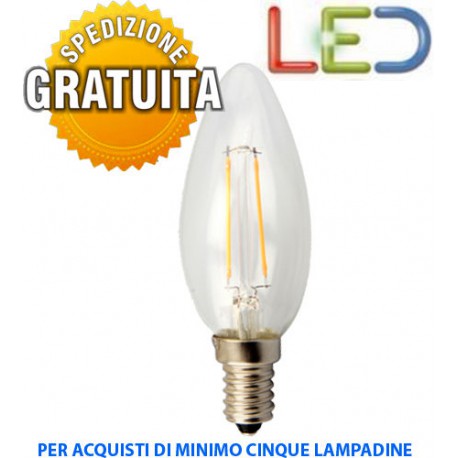 LAMPADINA LED A CANDELA A FILAMENTO E14 4W 2700k
