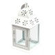 LANTERNA PORTACANDELA TEA LIGHT BIANCA METALLO FIORI DECORATI CM.12X12H22,5