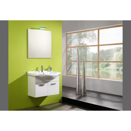 MOBILE FULL BATHROOM CM.75 OUTSTANDING LACQUERED WHITE BASE + MIRROR + APPLIQUE