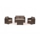 LIVING ROOM SET EFFECT RATTAN CHOCO 1 SOFA 2 ARMCHAIRS 1 GARDEN TABLE