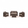 SET SALOTTO EFFETTO RATTAN CHOCO 1 DIVANO 2 POLTRONE 1 TAVOLO DA GIARDINO