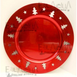 SHOW PLATE, COLORFUL PLASTIC RED CM.33 TABLE UNDER PLATE CHRISTMAS
