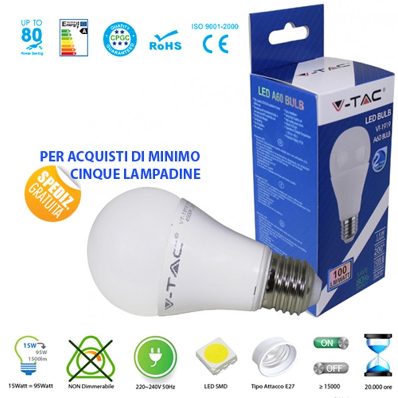 LAMPADINA LED V-Tac E27 15W LAMPADA