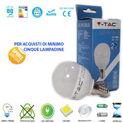 LED light BULB, V-Tac E14 6W BALL LIGHT-WARM - NATURAL - COOL