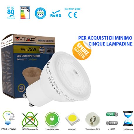 LED light BULB, V-Tac VT-2666 GU10 7W LAMP SPOT SPOTLIGHT