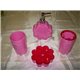 BATHROOM SET 4 PIECES COLORED IN 4 COLORS, FUCHSIA OR YELLOW OR GREEN OR BLUE