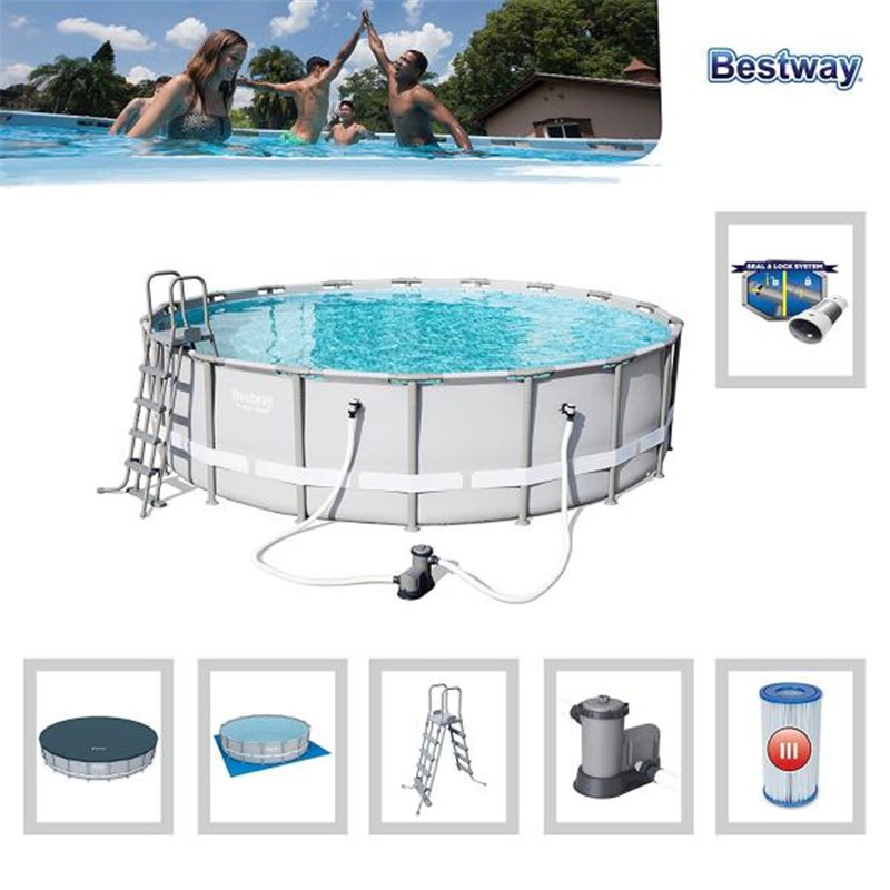 Swimming Pool Bestway 56427 ø549x132h Steel Pro Frame Pump Filter Ladder
