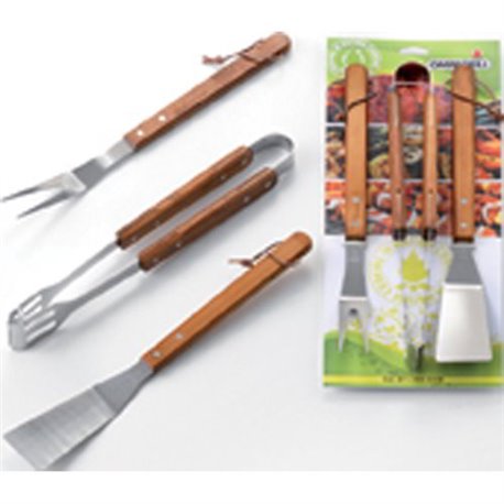 CUTLERY KIT FOR BARBECUE EVO STAINLESS STEEL/WOOD PCS 3 CM 40