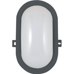 PLAFONIERA LED GARDEN OVALE IP64 VELAMP NERO VOLT 230 WATT 5,5 LN 450 NATURAL CM 17X12X6