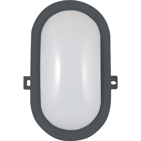 PLAFONIERA LED GARDEN OVALE IP64 VELAMP NERO VOLT 230 WATT 5,5 LN 450 NATURAL CM 17X12X6