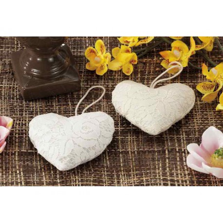 CUORE IN PIZZO DI COTONE CM.10X10 ADATTO COME BOMBONIERA SEGNAPOSTO